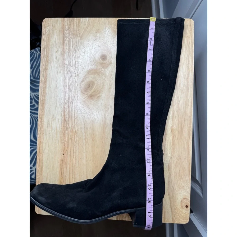 Stuart Weitzman Boots Black Suede Over the Knee Size 9 Wide - FLAW